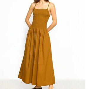 Modern Citizen Venus Smocked Organic Cotton Midi Dress Sustainable Feminine